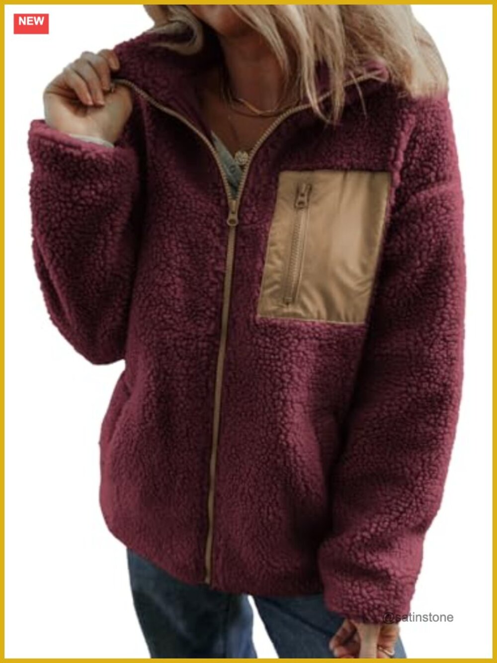 Womens Fleece Teddy Jacket Winter Warm Faux Fur Coat Full Zip Long Sleeve